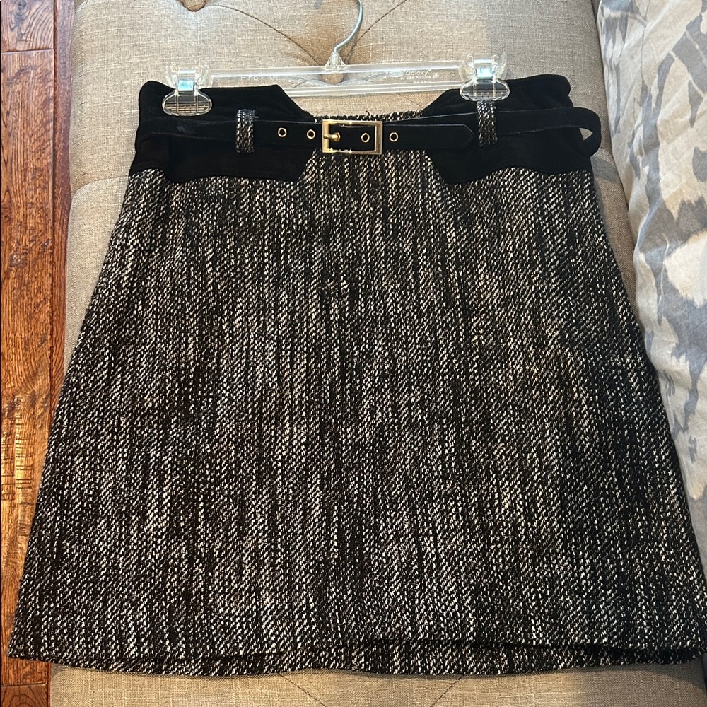 Milly Black and Gray A-Line Skirt
